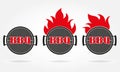 BBQ and grill icon or label set. Grill and barbecue design template with fire flame. Vector illustration. Royalty Free Stock Photo